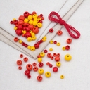 Набор деревянных бусин (90 шт.; красный микс) — фото, картинка — 1