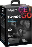 Наушники беспроводные Defender Twins 638 (чёрные) — фото, картинка — 8